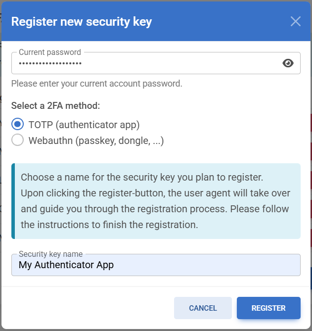 Register new security key
