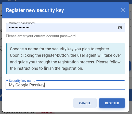 Register new security key