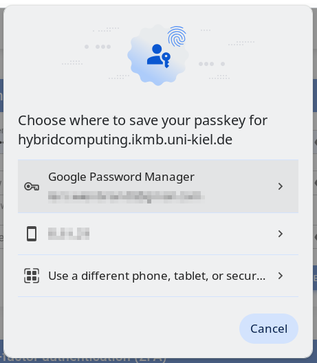 Choose where to save passkey