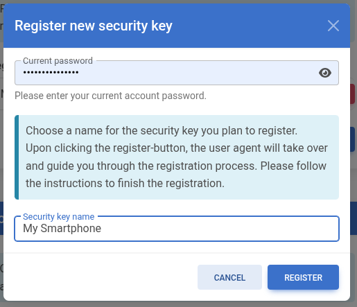 Register new security key