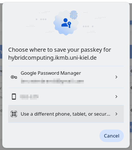 Choose where to save passkey