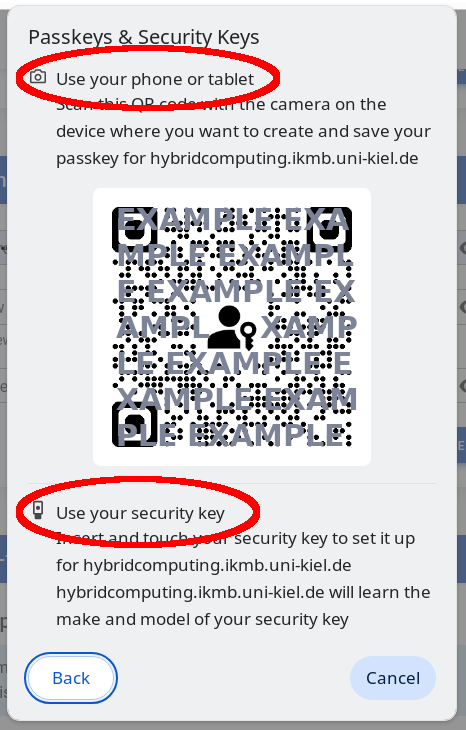 Use your phone/tablet or security key